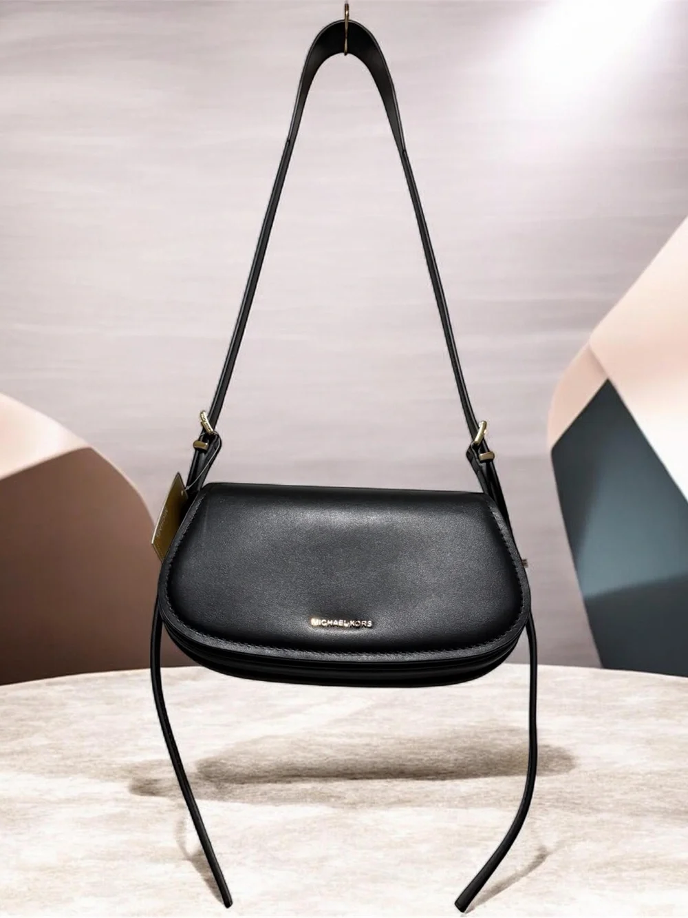 Michael Kors Lydia Black Leather SM Flap XBody